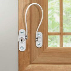 190mm Locking Window Cable Restrictor, Oval on door