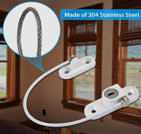 190mm Locking Window Cable Restrictor, Oval