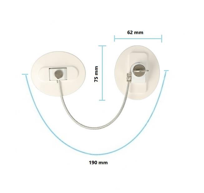 Locking Window Cable Restrictor, Self Adhesive dimensions