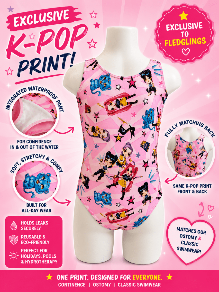 Hi-Line Girls Classic Swimsuit – Exclusive K-Pop Print - Swimwear and Accessories