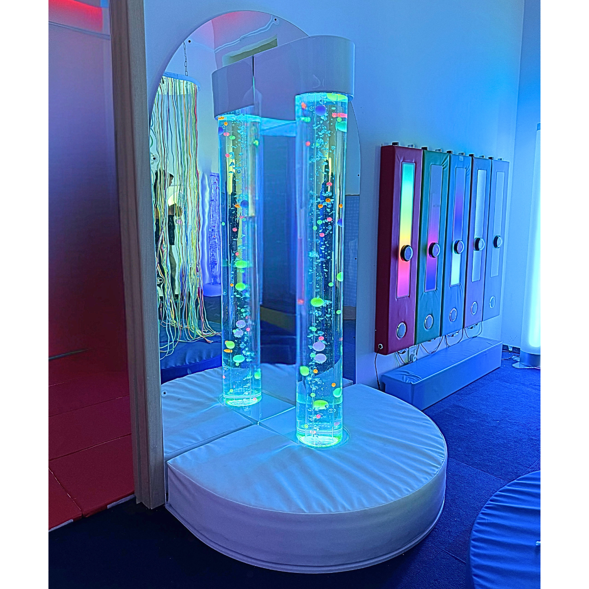 Jumbo Bead Bubble Tube with Mirror and Padded Surround - Sensory Equipment