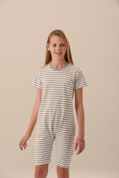 Kaycey Short Sleeved Popper Vest - Grey 15/16 yrs - Bodyvests and Sleepwear
