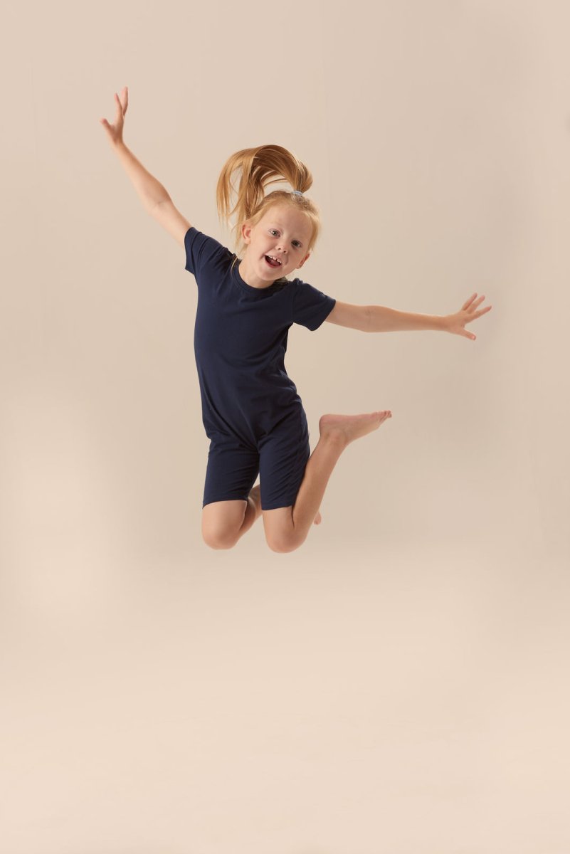 Kaycey Short Sleeved Zip Back Knee Length Jumpsuit - Child - Bodyvests and Sleepwear