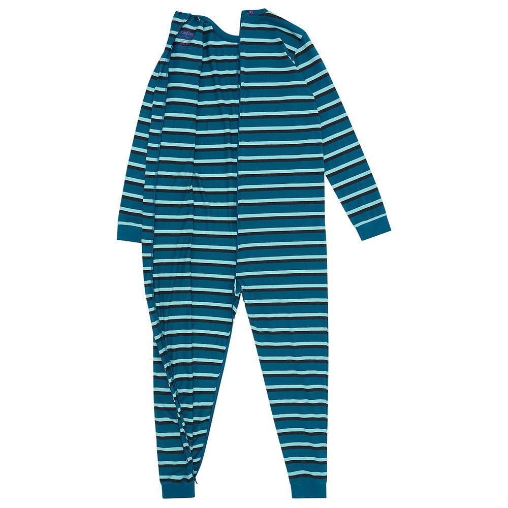 KayCey Signature Stripes Long Sleeve Ankle Length Zip Back Jumpsuit - Zip Back