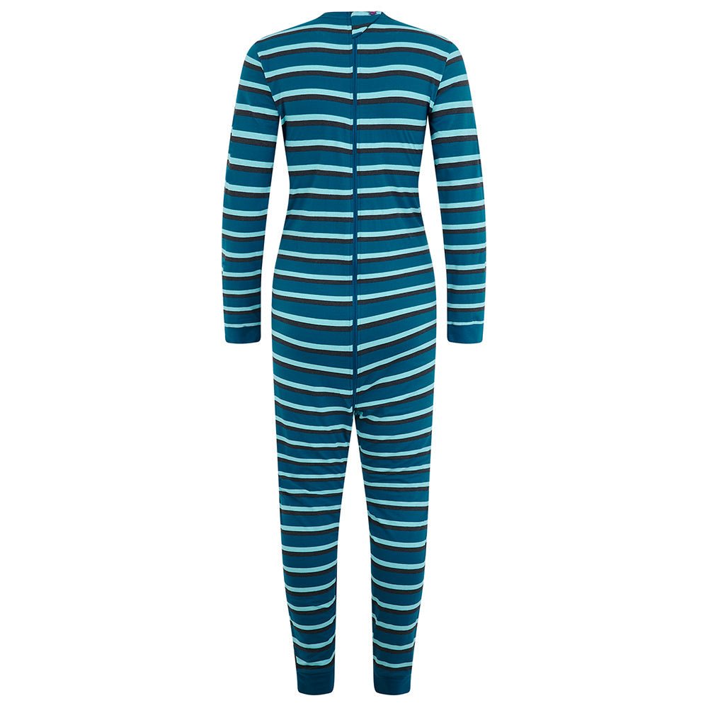 KayCey Signature Stripes Long Sleeve Ankle Length Zip Back Jumpsuit - Zip Back