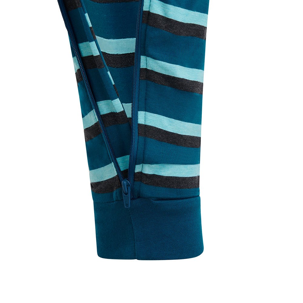 KayCey Signature Stripes Long Sleeve Ankle Length Zip Back Jumpsuit - Zip Back