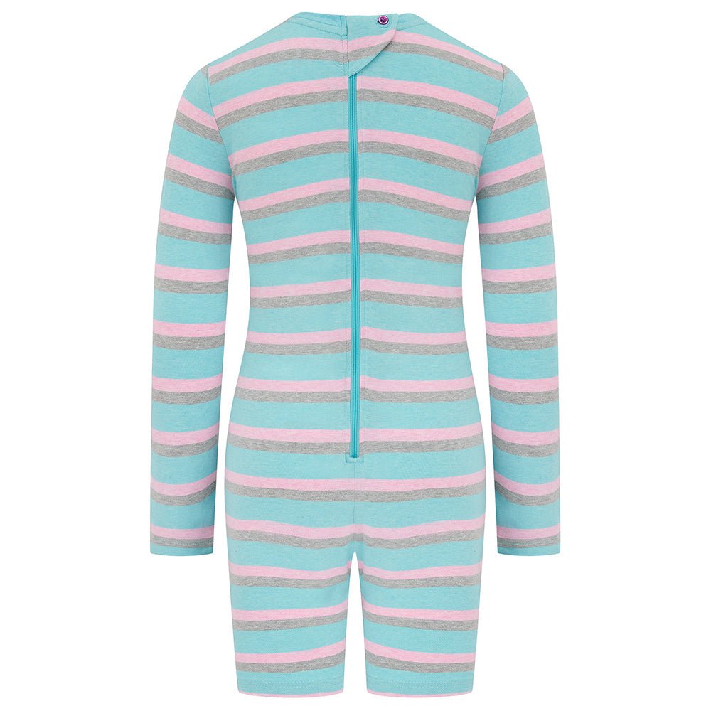 KayCey® Signature Stripes Long Sleeve Knee Length Zip Back Jumpsuit - Bodyvests and Sleepwear