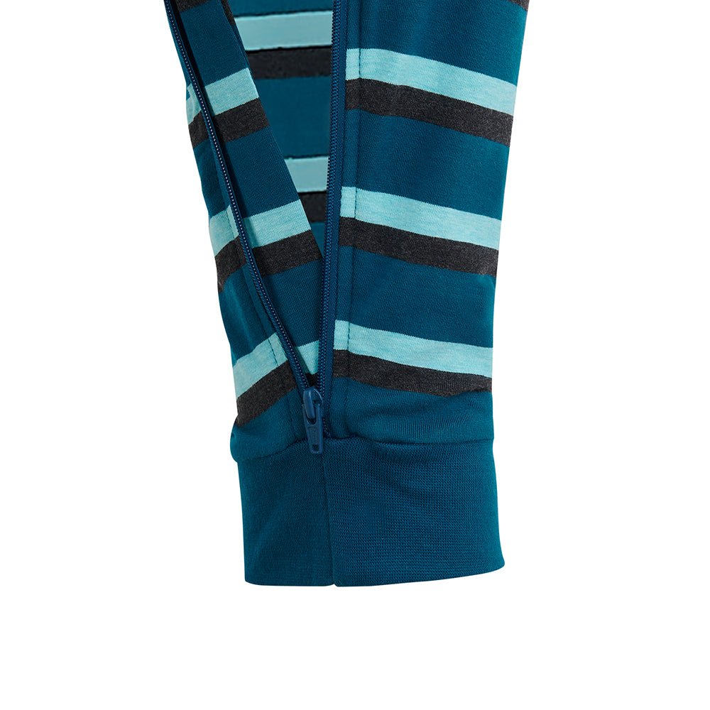 KayCey® Signature Stripes Short Sleeve Ankle Length Zip Back Jumpsuit - Bodyvests and Sleepwear