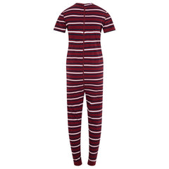 KayCey® Signature Stripes Short Sleeve Ankle Length Zip Back Jumpsuit - Bodyvests and Sleepwear