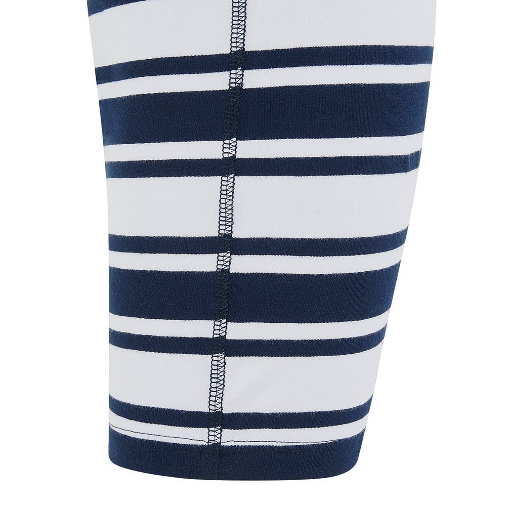 KayCey® Signature Stripes Short Sleeve Knee Length Zip Back Jumpsuit - Bodyvests and Sleepwear