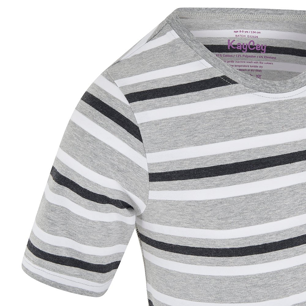 KayCey® Signature Stripes Short Sleeve Popper Vest Bodysuit - Bodyvests and Sleepwear