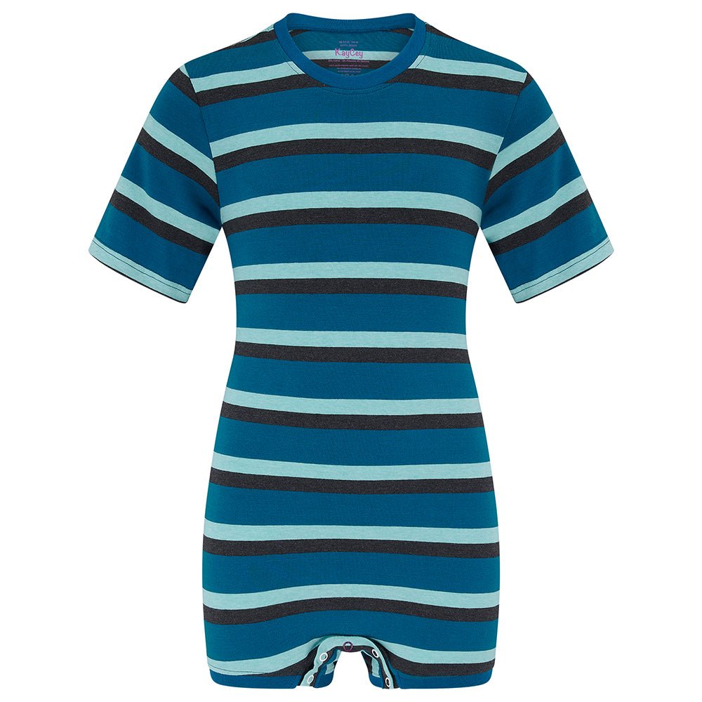 KayCey® Signature Stripes Short Sleeve Popper Vest Bodysuit - Bodyvests and Sleepwear