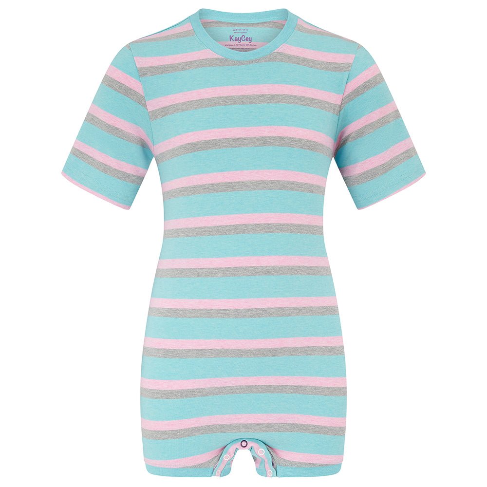 KayCey® Signature Stripes Short Sleeve Popper Vest Bodysuit - Bodyvests and Sleepwear