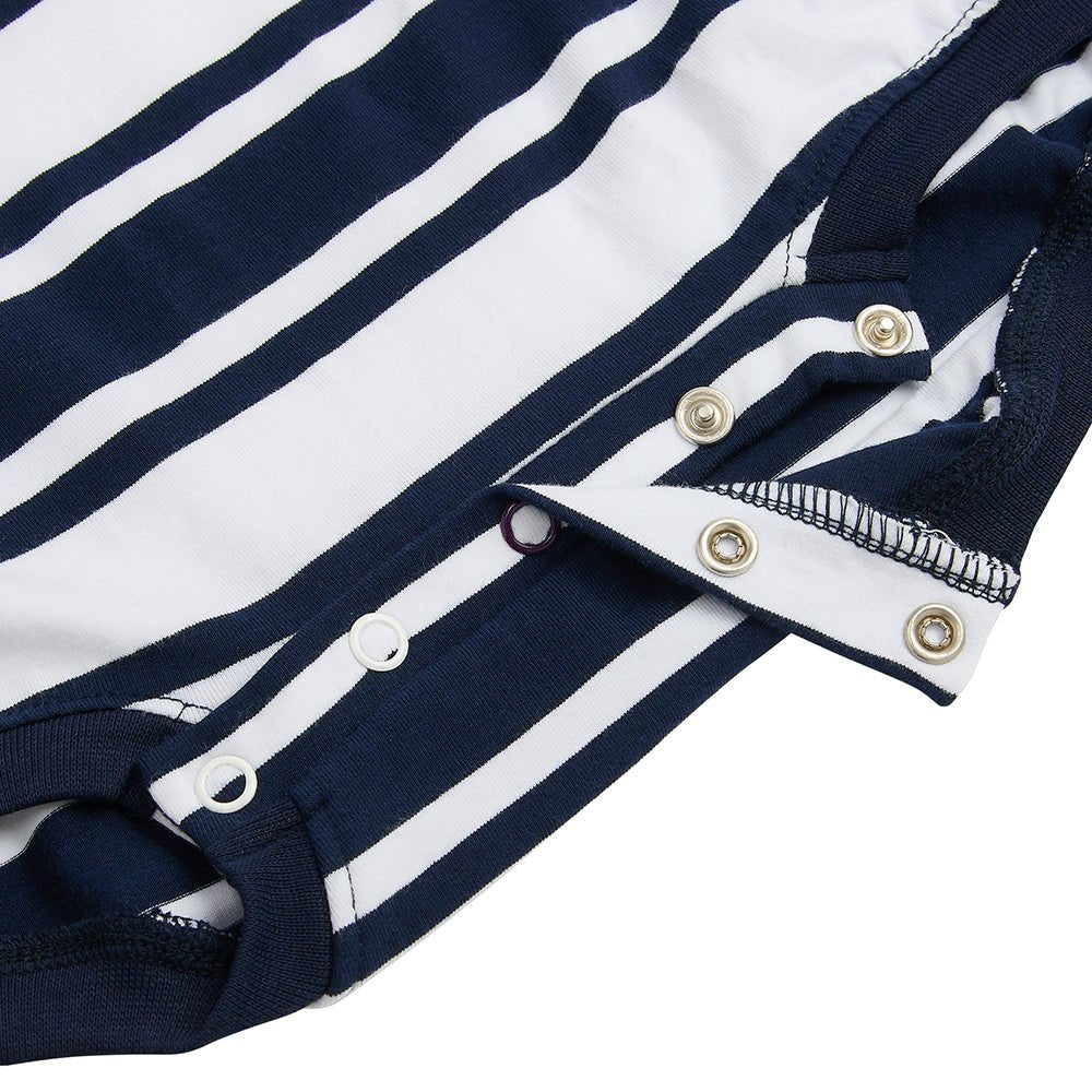 KayCey® Signature Stripes Short Sleeve Popper Vest Bodysuit - Bodyvests and Sleepwear