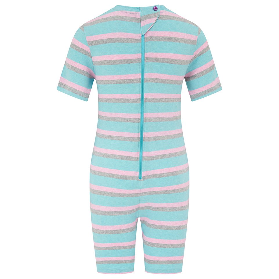 KayCey®Z Lite Secret Zip Back Jumpsuits (Kids) - Short Sleeve / Knee Length - Bodyvests and Sleepwear