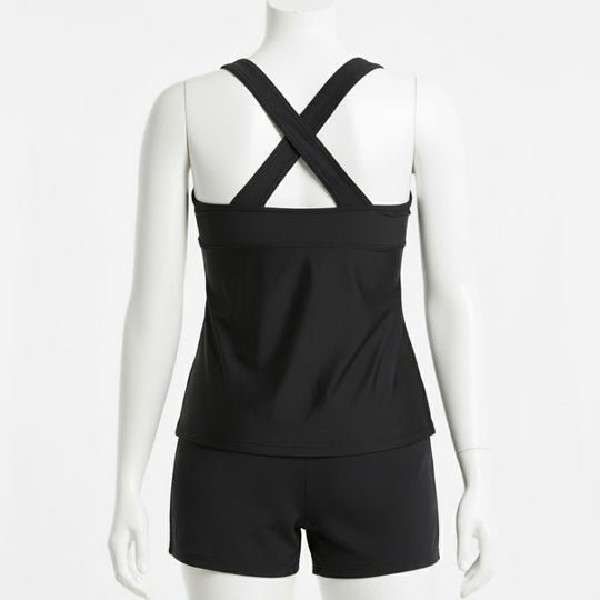 Kes - Vir Ladies Black Floral Tankini Set – Incontinence Briefs or Shorts - Swimwear and Accessories