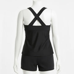 Kes - Vir Ladies Black Floral Tankini Set – Incontinence Briefs or Shorts - Swimwear and Accessories