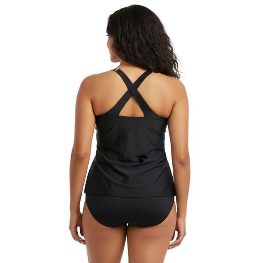 Kes - Vir Ladies Black Floral Tankini Set – Incontinence Briefs or Shorts - Swimwear and Accessories