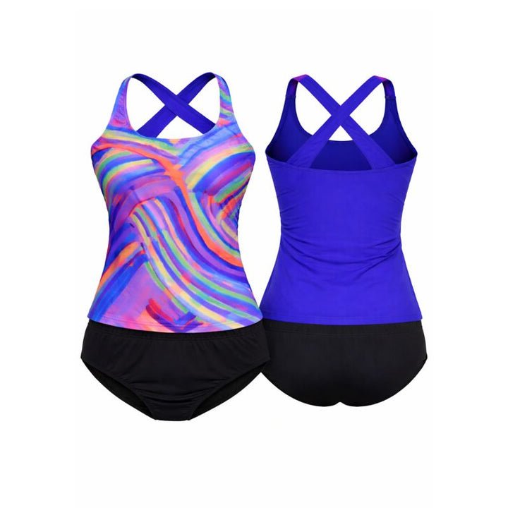 Kes - Vir Ladies Blue Wave Tankini Set – Incontinence Briefs or Shorts - Swimwear and Accessories