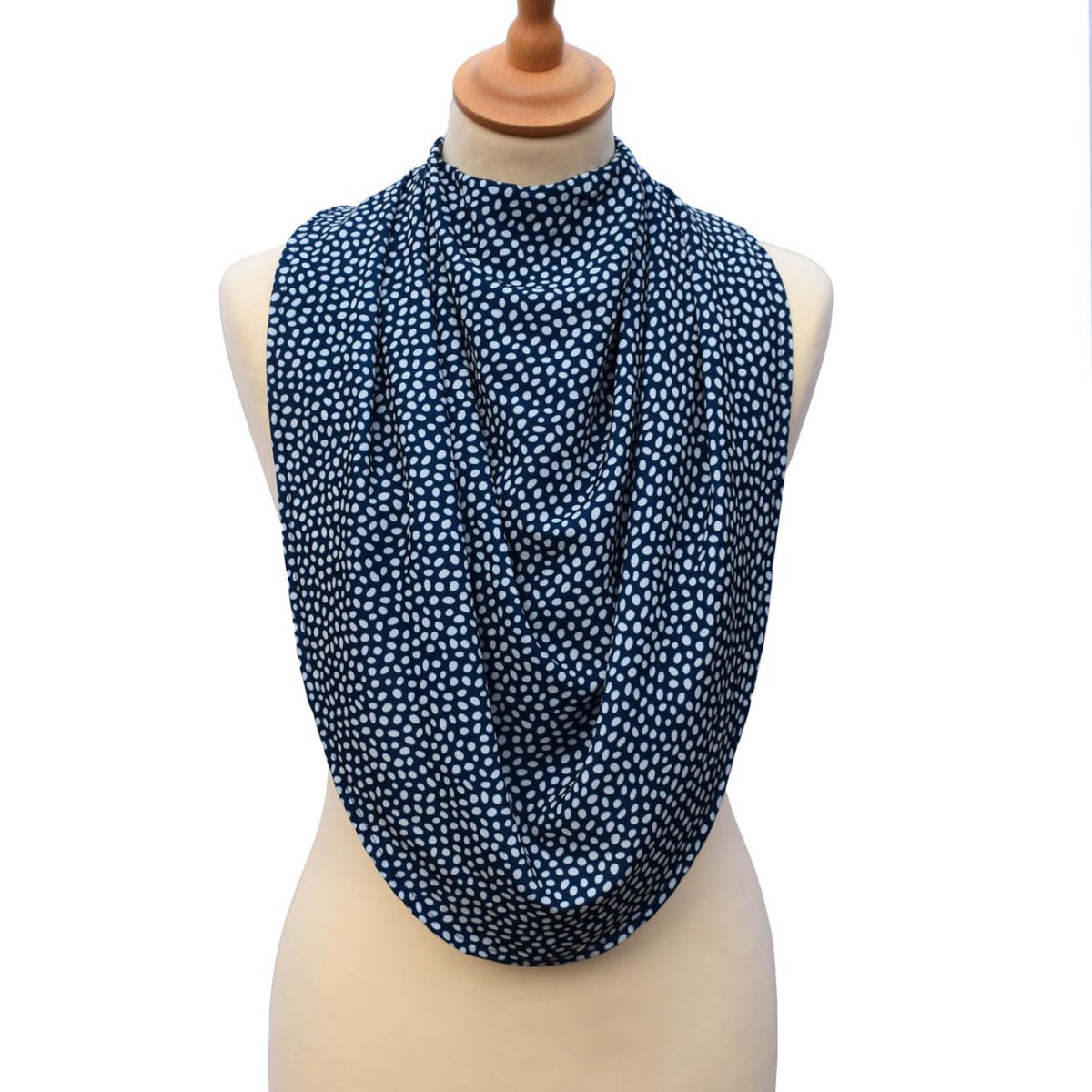 Pashmina scarf style clothing protector - Navy Dot - Bibs & Neckerchiefs