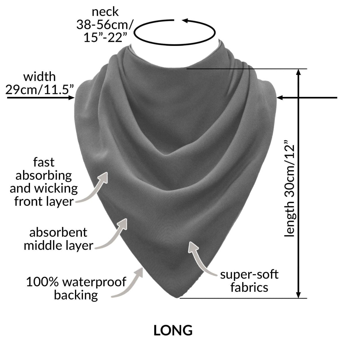 Premium Neckerchief Style Adult Dribble Bib - Waterproof & Discreet - Large - Navy - Bibs & Neckerchiefs
