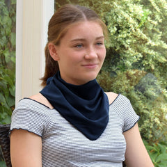 Premium Neckerchief Style Adult Dribble Bib - Waterproof & Discreet - Medium - Navy - Bibs & Neckerchiefs