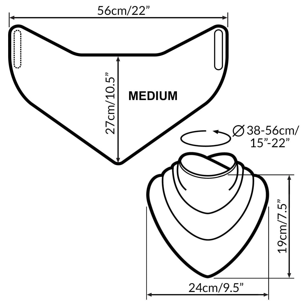 Premium Neckerchief Style Adult Dribble Bib - Waterproof & Discreet - Medium - Navy - Bibs & Neckerchiefs