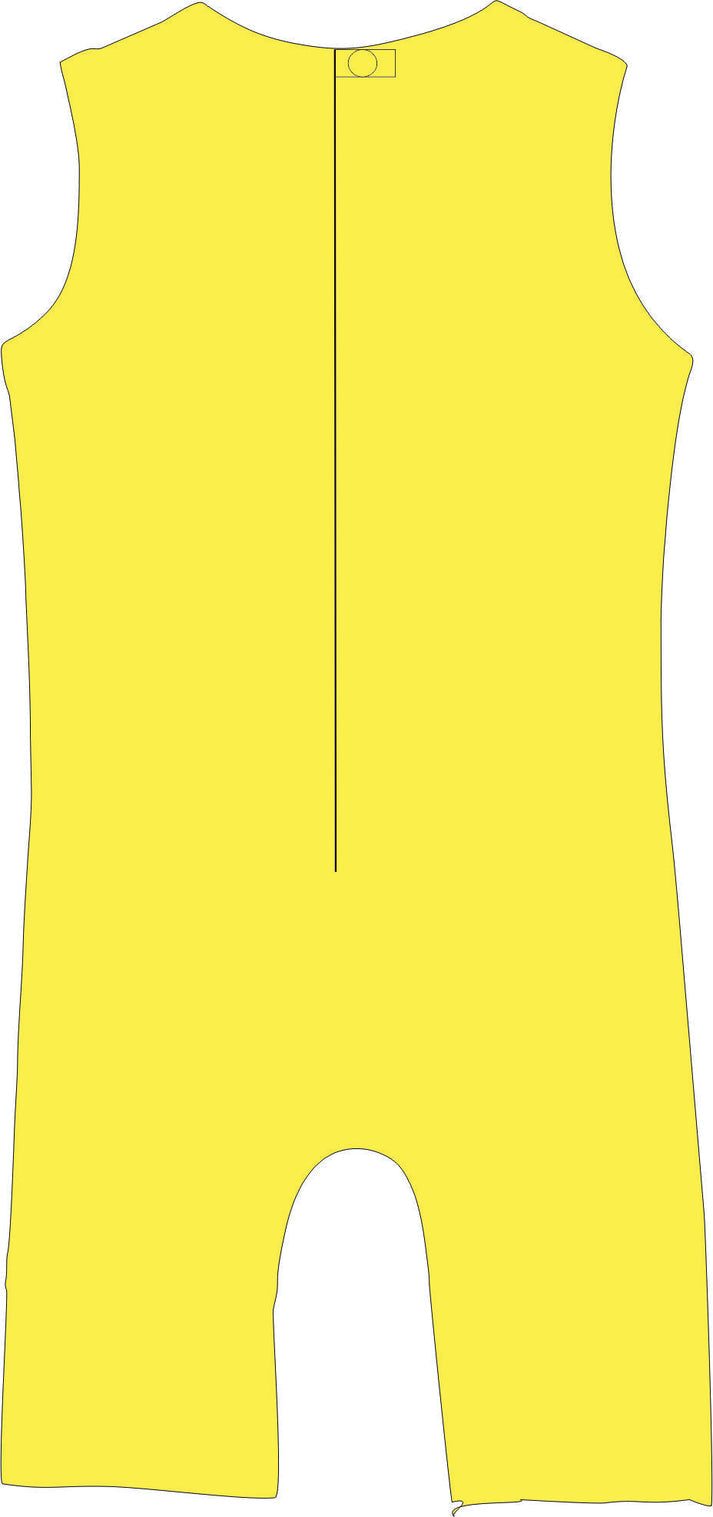 Yellow sleeveless romper on a white background