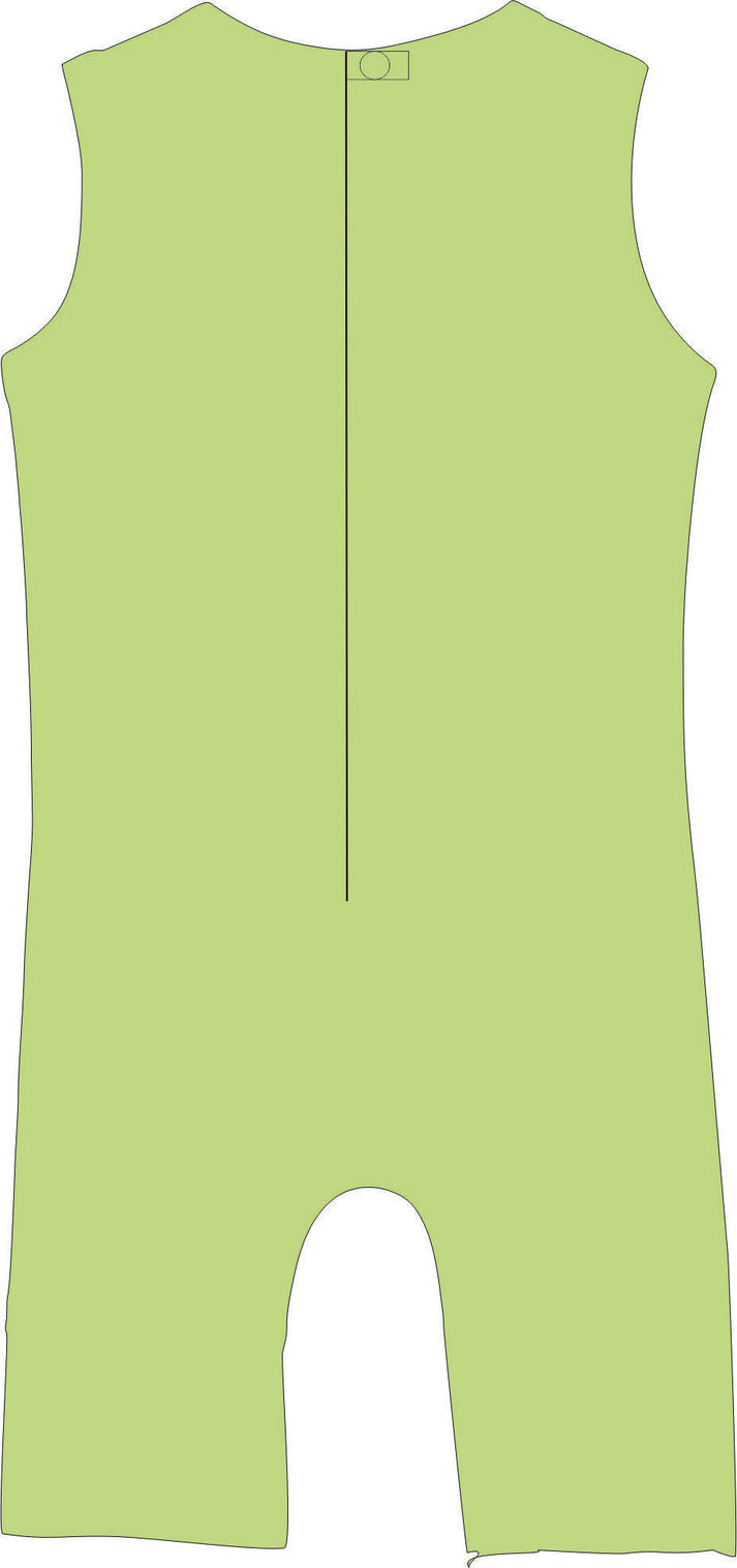 Light green sleeveless romper on a white background