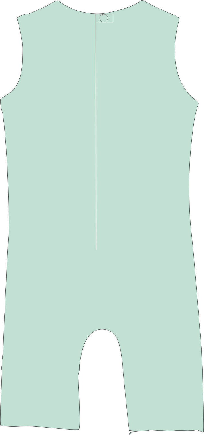 Light green sleeveless romper on a white background