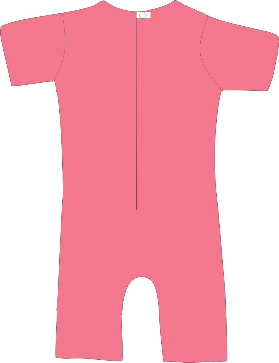 R103C 100% Cotton Short Sleeve Summer Zip Back Pjs - Adult - Bodyvests and Sleepwear