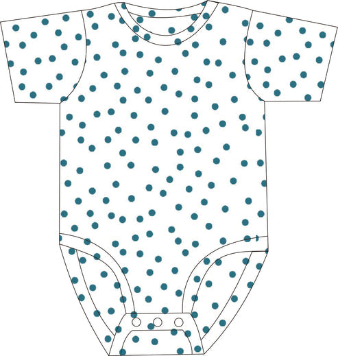 sketch of popper vest in white spots