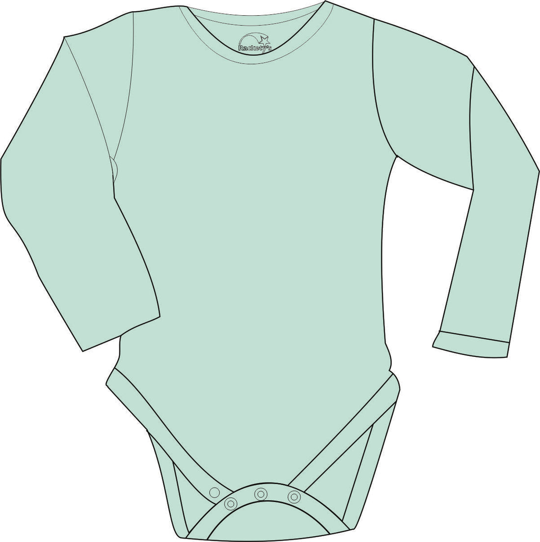 Light green popper vest with long sleeves on a white background
