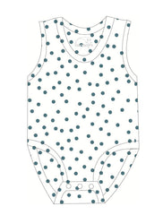 Polka dot tank top with a visible brand logo on a white background