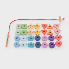 Rainbow Wooden Lacing Shapes - Learning Resource