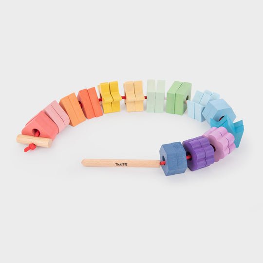 Rainbow Wooden Lacing Shapes - Learning Resource
