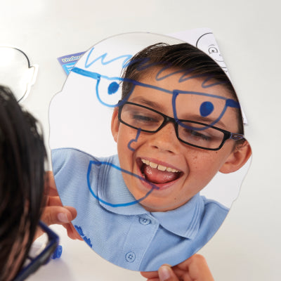boy looking at smiley emotion