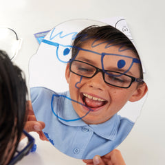 boy looking at smiley emotion