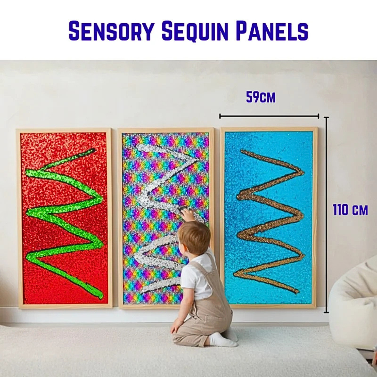 Sequin Sensory Wall Boards – Set of 3 - Sensory Equipment