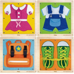 Set of 4 Dressing and Zipping Wall Mount Boards - Sensory Toys