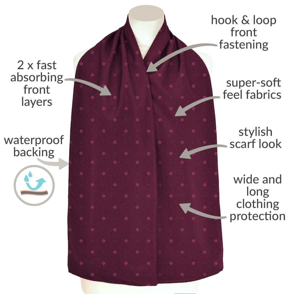 Straight Scarf Clothing Protector - Burgundy pattern - Bibs & Neckerchiefs