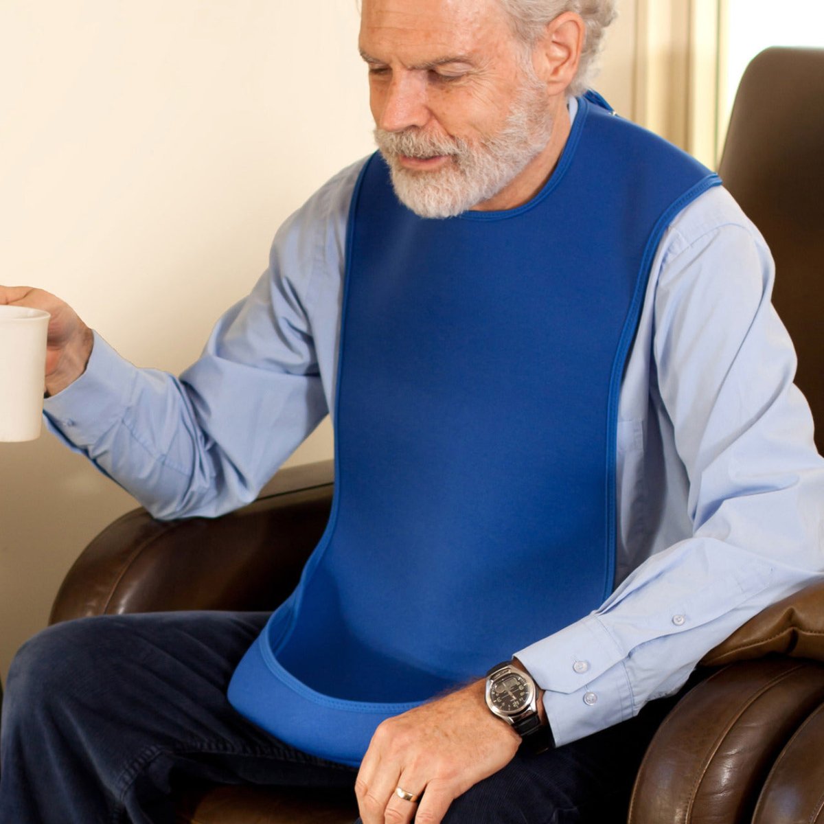 Tabard style adult bib - Medium Blue - Health Care