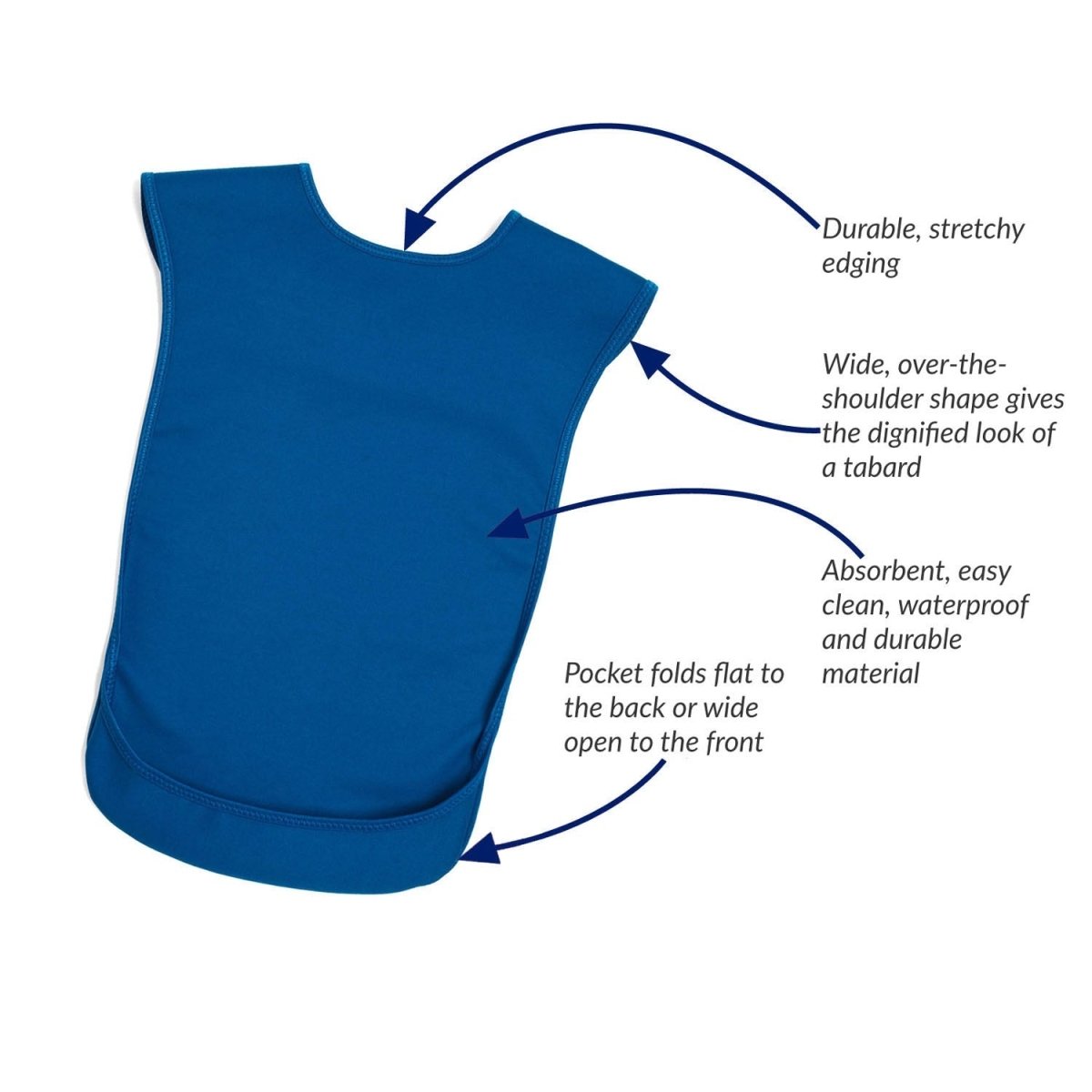 Tabard style adult bib - Small Blue - Health Care