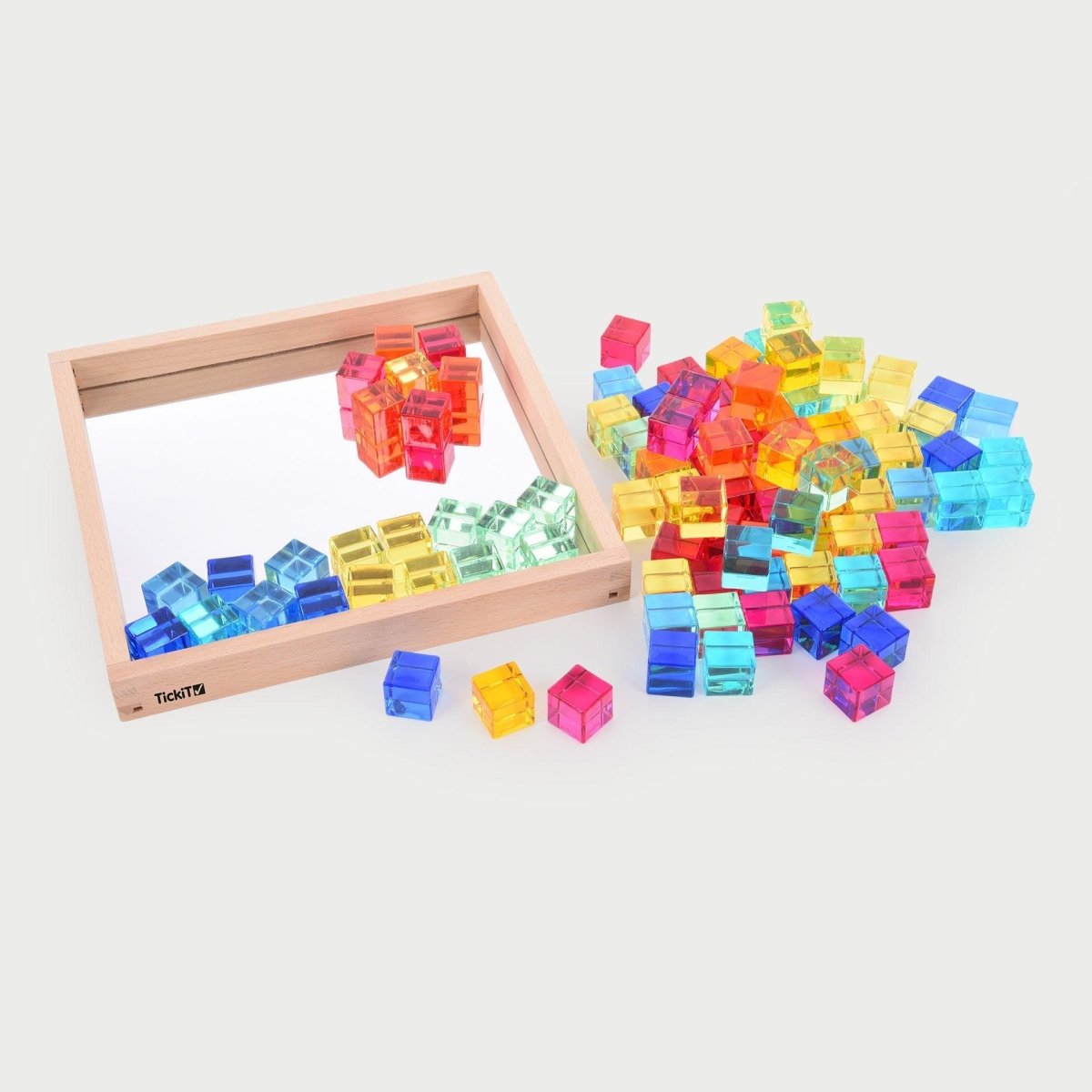 tickit® Gem Cube Mirror Tray – 100 Gems - Sensory Toys