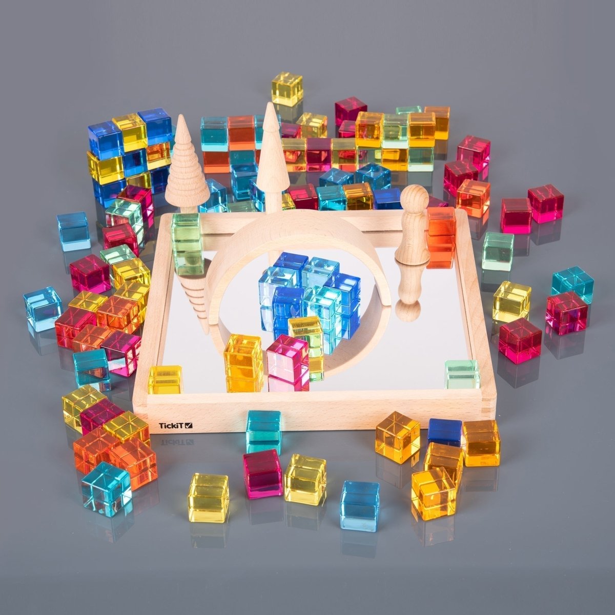 tickit® Gem Cube Mirror Tray – 100 Gems - Sensory Toys