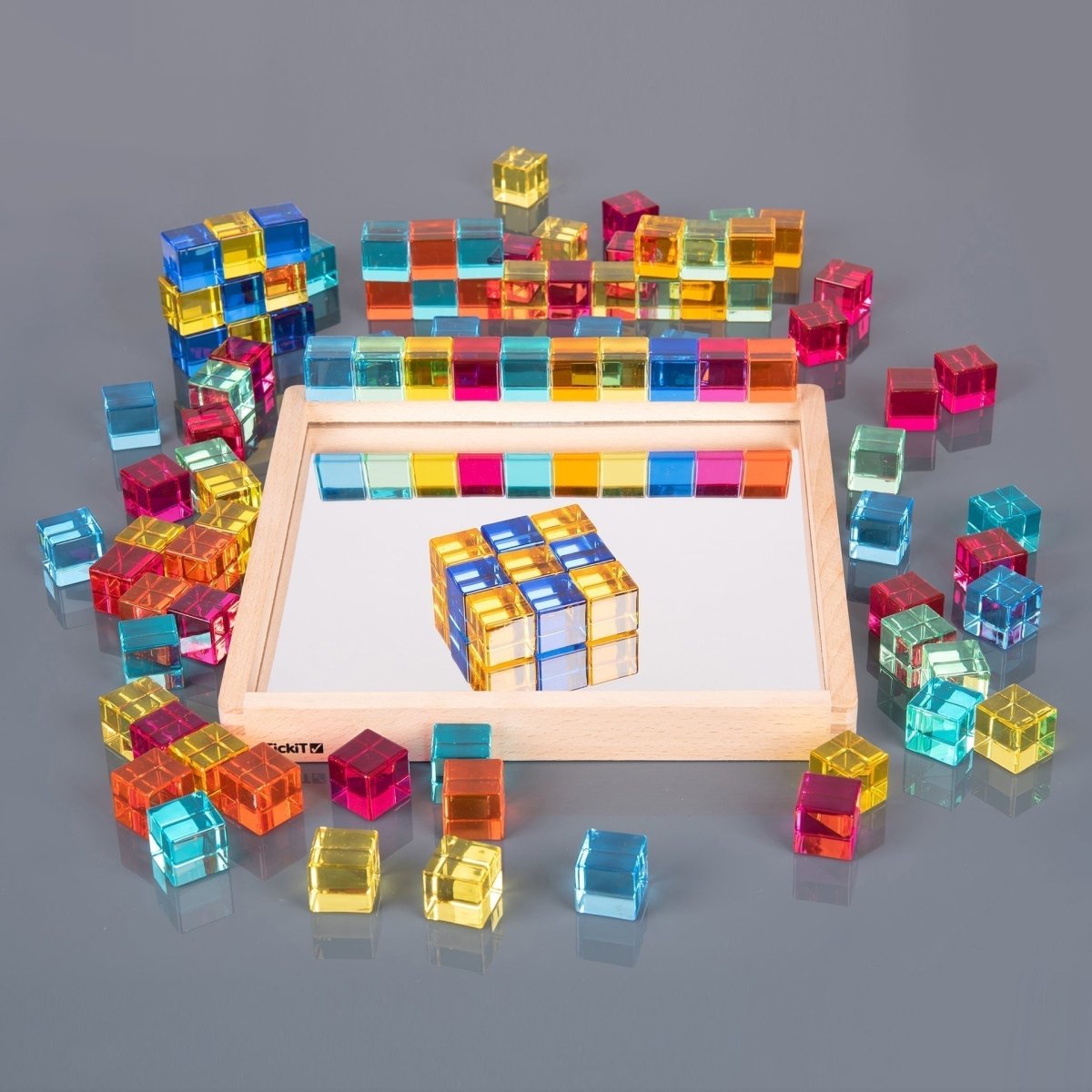 tickit® Gem Cube Mirror Tray – 100 Gems - Sensory Toys