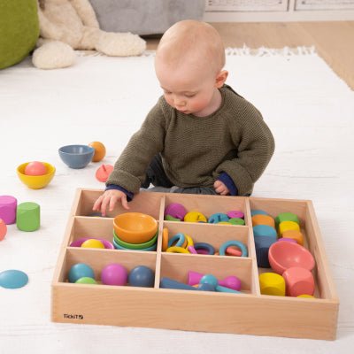 tickit® Rainbow Wooden Super Set with 7 - Way Sorting Tray (84 Pieces) - Learning Resource
