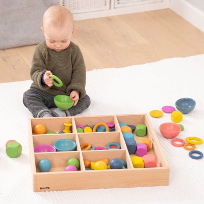 tickit® Rainbow Wooden Super Set with 7 - Way Sorting Tray (84 Pieces) - Learning Resource