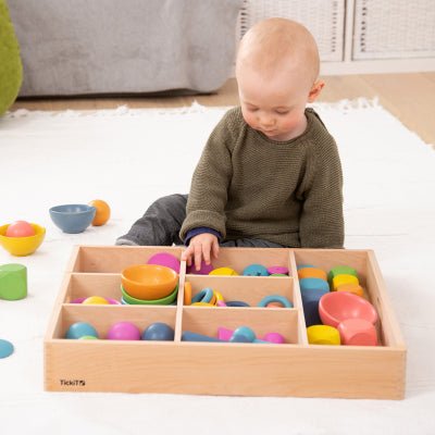 tickit® Rainbow Wooden Super Set with 7 - Way Sorting Tray (84 Pieces) - Learning Resource