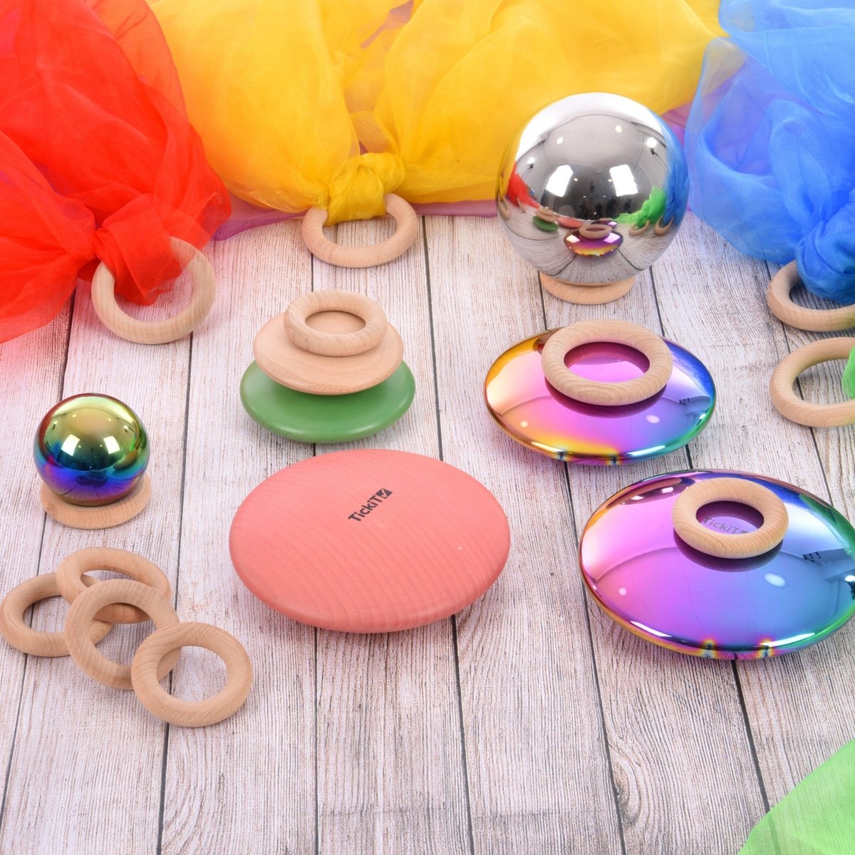 tickit® Sensory Steel Colour Burst Buttons - Sensory Reflective - Buttons
